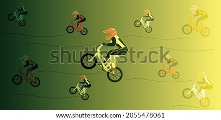 man with bike sport pattern background