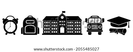school and educations icon set, back to school vectorv set sign symbol