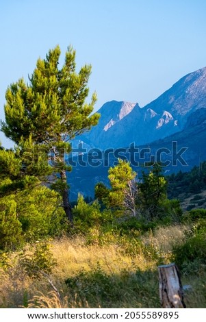 View of Biokovo mountains near the Makarska city, Croatia.