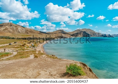  Amazing landscape with hills and mountains on Cape Chameleon in Crimea