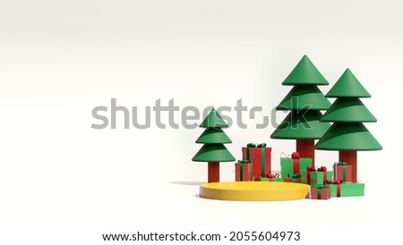 3d render image mock up podium with empty space for christmas and new year product presentation