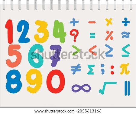 Set of math number and symbol illustration