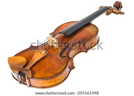 Antique violin isolated on the white background