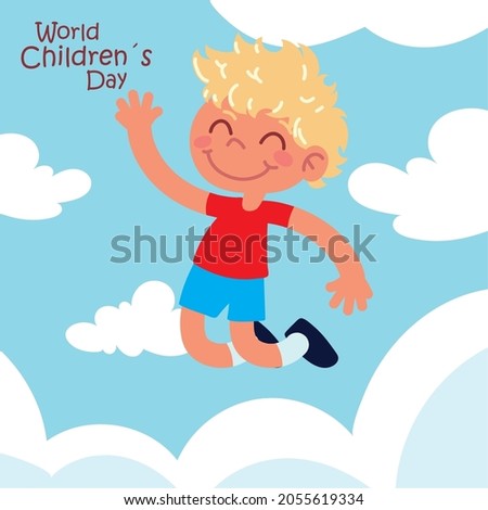 cute little boy celebrating cartoon