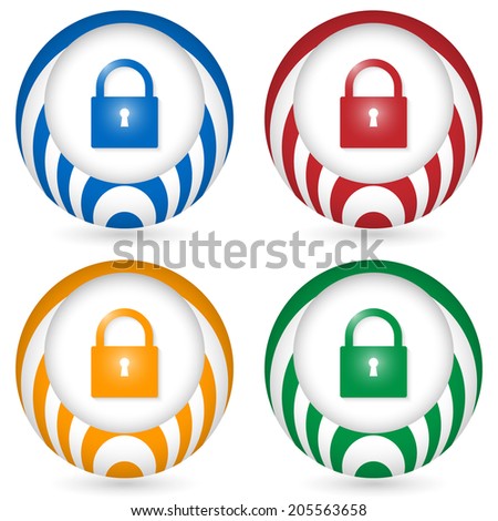 set of four icon with padlock