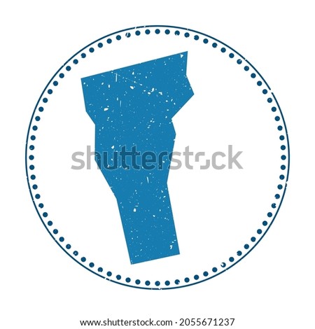 Vermont sticker. Travel rubber stamp with map of us state, vector illustration. Can be used as insignia, logotype, label, sticker or badge of the Vermont.