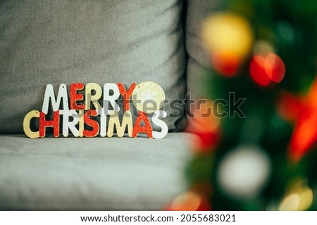 Beautifully Christmas Decorated bokeh background Home Interior With A Christmas Tree