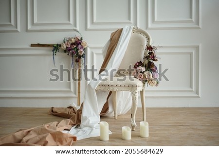 Wood Chair Photography with   Chair Ornaments Decoration. 