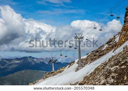 Ski station in high mountains Alps Austria