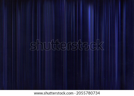 Digital glitch. Noise overlay. Distressed display. Dark neon color fluorescent blue purple black distortion line pattern on dirty screen with dust scratches. Royalty-Free Stock Photo #2055780734