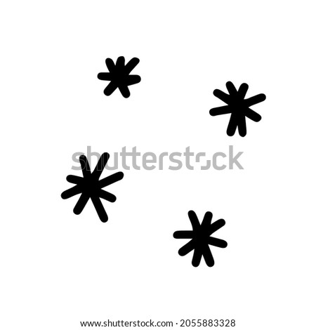 Vector stars single elements isolated on white background icon. Cute illustration for seasonal design, textile, decoration kids playrooms and greeting card. Hand drawn prints and doodle snowflakes.