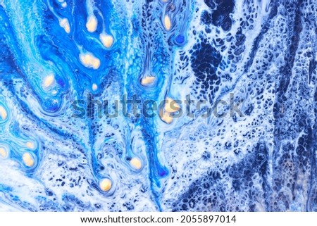 PHOTO of abstract blue floating paints texture for background