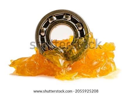 Ball bearing stainless with grease lithium machinery lubrication for automotive and industrial  isolated on white background with clipping path Royalty-Free Stock Photo #2055925208