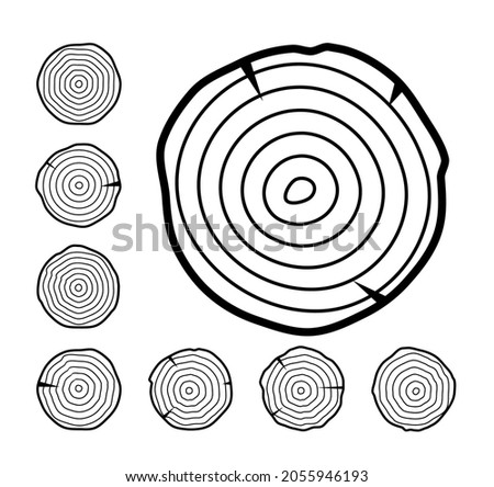 Tree growth rings wood trunk vector annual organic stump. Tree circle icon design