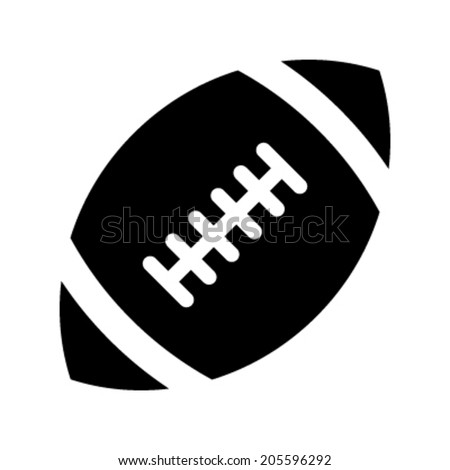 Stylized American Football logo vector icon, black color with white negative space stripes and stitches