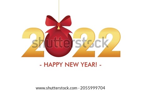 New Year concept - 2022 golden numbers with Christmas decor. Winter holidays design. Vector illustration