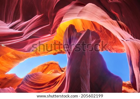 Antelope Canyon in the Navajo Reservation near Page, Arizona USA Royalty-Free Stock Photo #205602199
