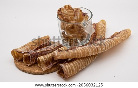 beef trachea is a treat for dogs Royalty-Free Stock Photo #2056032125