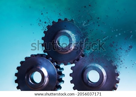 gears disappear on a blue background