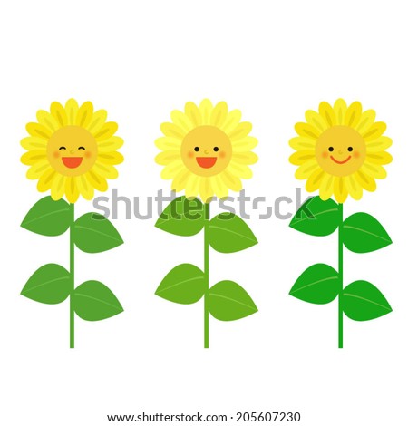 Smiling sunflower, isolated on white / Vector EPS 10 illustration