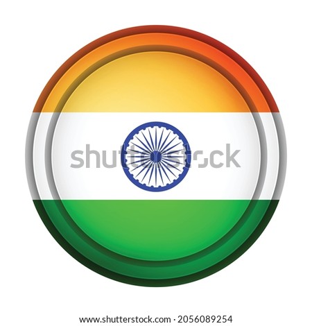 Glass light ball with flag of India. Round sphere, template icon. Indian national symbol. Glossy realistic ball, 3D abstract vector illustration highlighted on a white background. Big bubble.