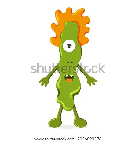 Green monster. Cute cartoon character. Vector illustration for children on a white background.