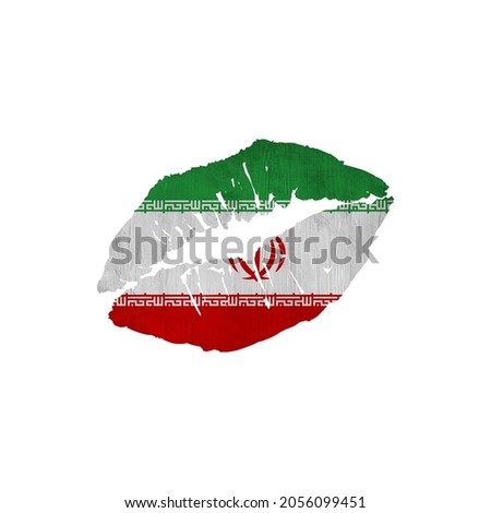 World countries. Lip print patriotic kiss- sublimation on white background. Iran