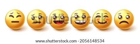 Emoji character vector set. 3d emojis in happy and sad face reactions isolated in white background for emoticon characters design collection. Vector illustration.
 Royalty-Free Stock Photo #2056148534