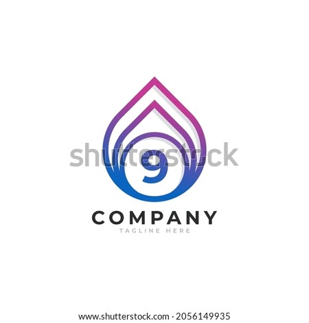 Initial Number 9 with Oil and Gas Logo Design Inspiration