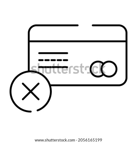 Bank card with cross mark, linear design of card not accepted