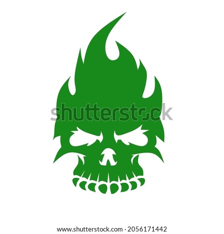 Skull with fire logo design, illustration art, tattoo idea, skull background and texture