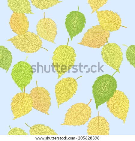 Seamless pattern with elegant stylized autumn  leaves