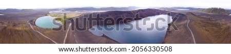 two crater lakes in the icelandic highlands