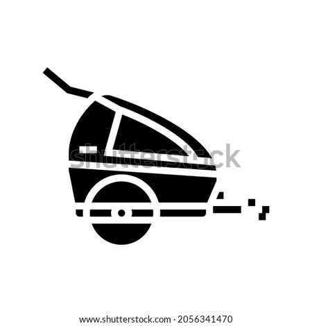 trailer kid for bicycle glyph icon vector. trailer kid for bicycle sign. isolated contour symbol black illustration