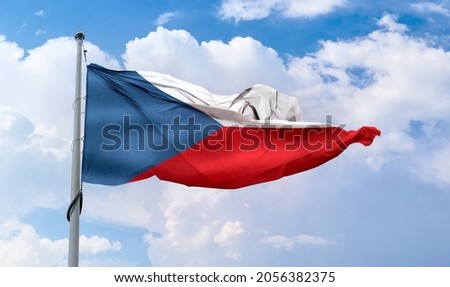 Czechia flag - realistic waving fabric flag