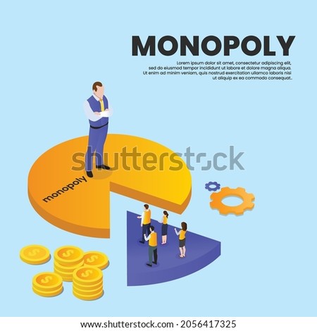 Monopoly 3d isometric vector illustration concept for banner, website, landing page, ads, flyer template Royalty-Free Stock Photo #2056417325