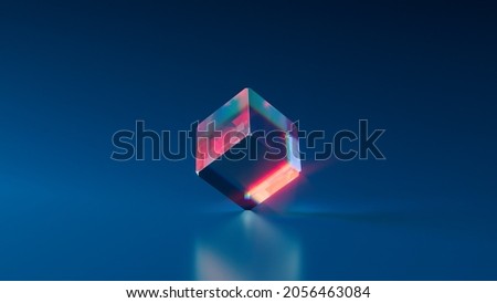 glass ,3D, glow, cube, circle, blue ...