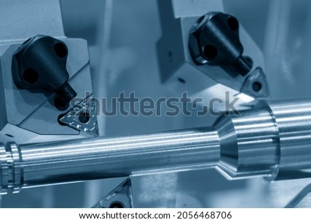 The demonstration of  cutting tool for CNC lathe The hi-technology metal working processing by CNC turning machine .