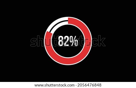 Circle Percentage Diagrams Showing 82% Ready-to-use for web Design, user interface (UI) or Infographic - Indicator with Red