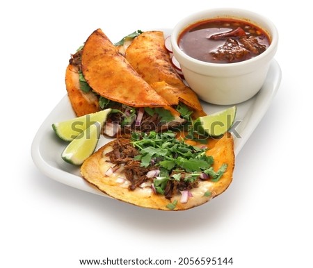homemade beef birria tacos, mexican food Royalty-Free Stock Photo #2056595144
