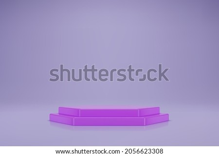 3D pastel purple double hexahedral podium on light lilac background. Empty stage for product presentation. Realistic vector platform with free space. Minimalistic mockup design. Template of pedestal