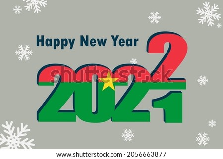 New Year's card 2022. depicted: an element of the flag of Burkina Faso, a festive inscription and snowflakes. it can be used as a promotional poster, postcard, flyer, invitation, or website.