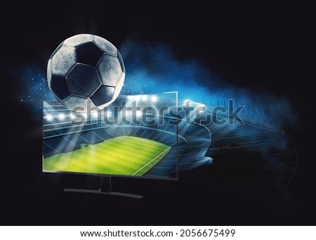 Watch a live sports event on your television in high definition Royalty-Free Stock Photo #2056675499