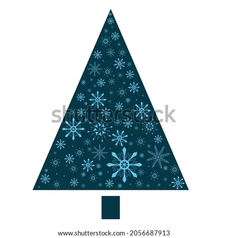 abstract christmas tree made of snowflakes on a blue background. vector decor element