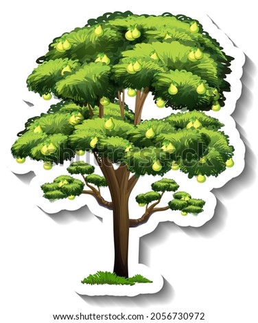 Pear tree sticker on white background illustration