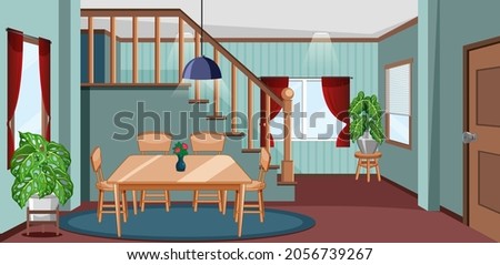 Living room interior design with furnitures illustration