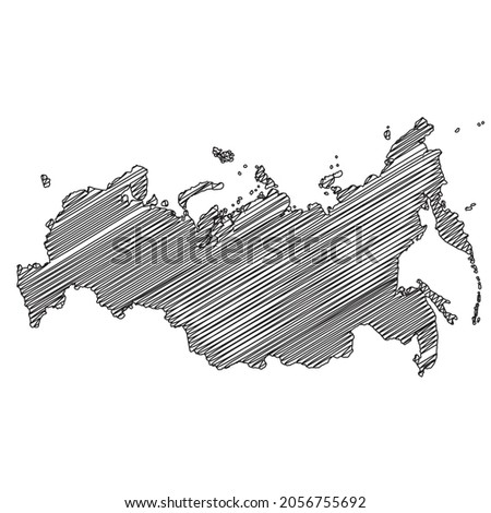Scribble style Russia map design. Vector Illustration