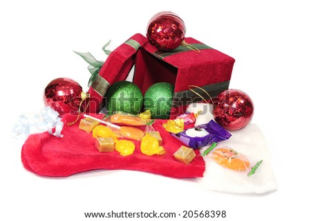Christmas gifts opened having bells and candies