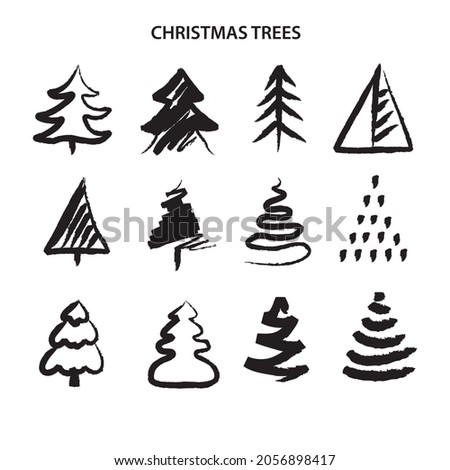 Icon christmas tree in doodle style on light background. Isolated background. Traditional symbol. Vector graphic illustration. Vector design. Vector isolated illustration set. Happy new year.