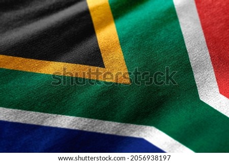 Close up waving flag of South Africa. Concept of South Africa.
